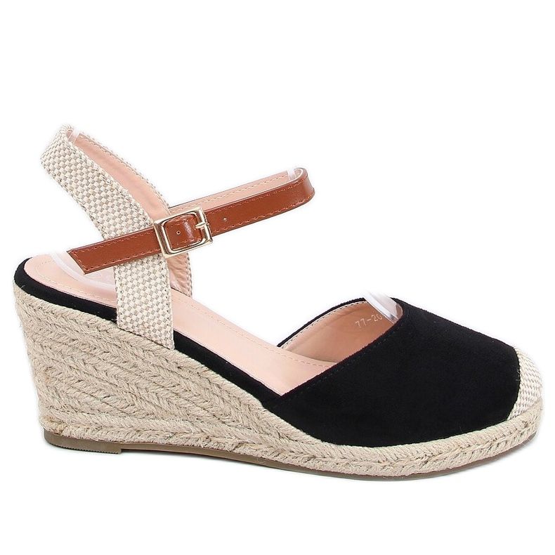 Svart Espadrilles på kilar 77-206 Svart beige brun