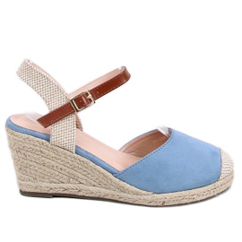 Blå Espadriller på kilar, blå 77-206 Blå beige brun