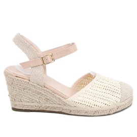 Espadriller på en beige kil DZ8006 Beige ecru