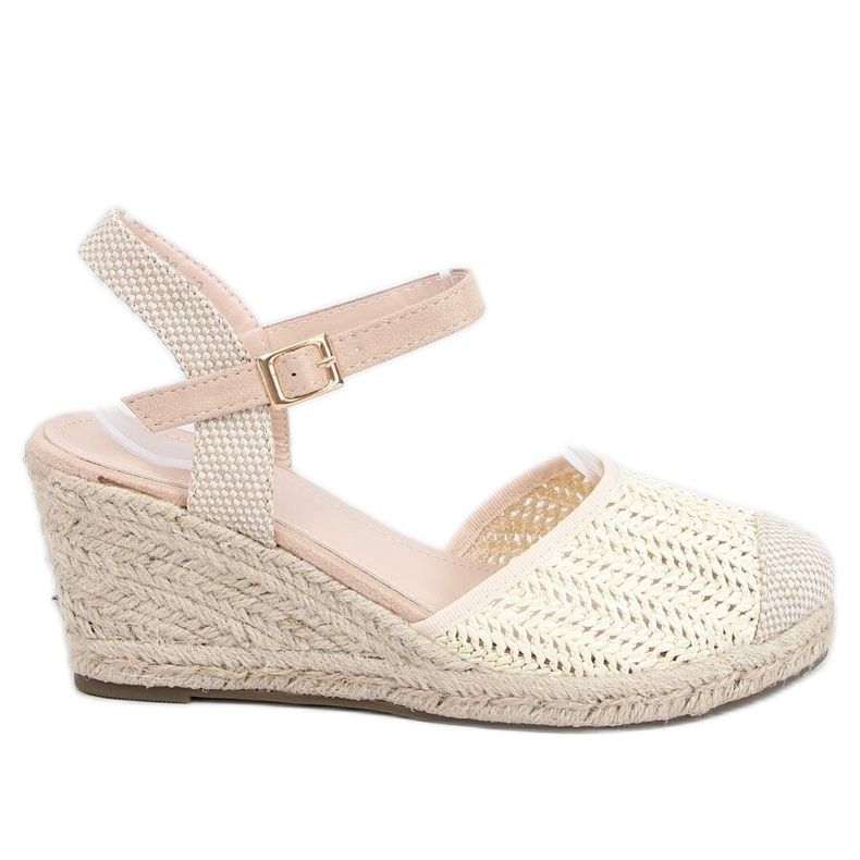 Espadriller på en beige kil DZ8006 Beige ecru
