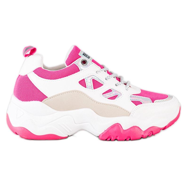 SHELOVET Mode snörskor beige vit rosa silver-