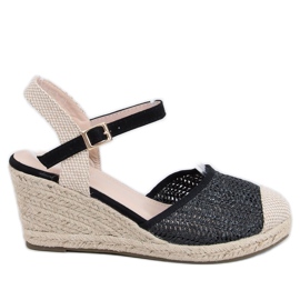Svart Espadrilles på kilklack DZ8006 Svart beige