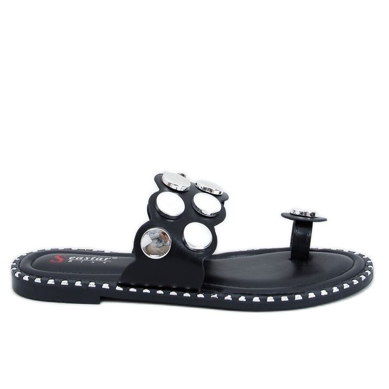 Svart SK78P Svarta flip-flops silver-