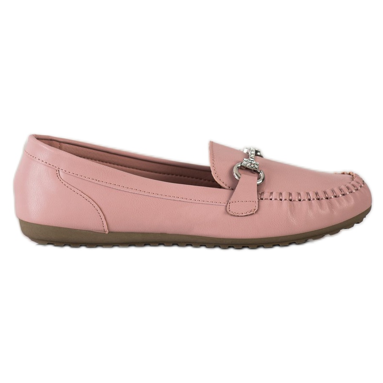 Queentina Eleganta Loafers med Cubic Zirconia rosa