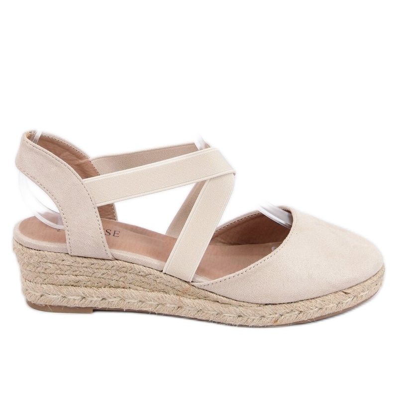 Espadriller på en låg kil beige 9R65 Beige