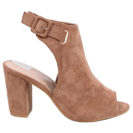 Sandaler höga klackar kamel 100-1001 SA-2 Camel brun mångfärgad