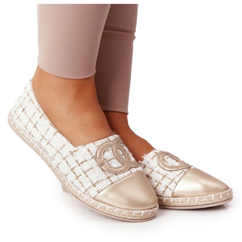 EVE Eleganta kvinnors guld Espadrilles Be My Love beige