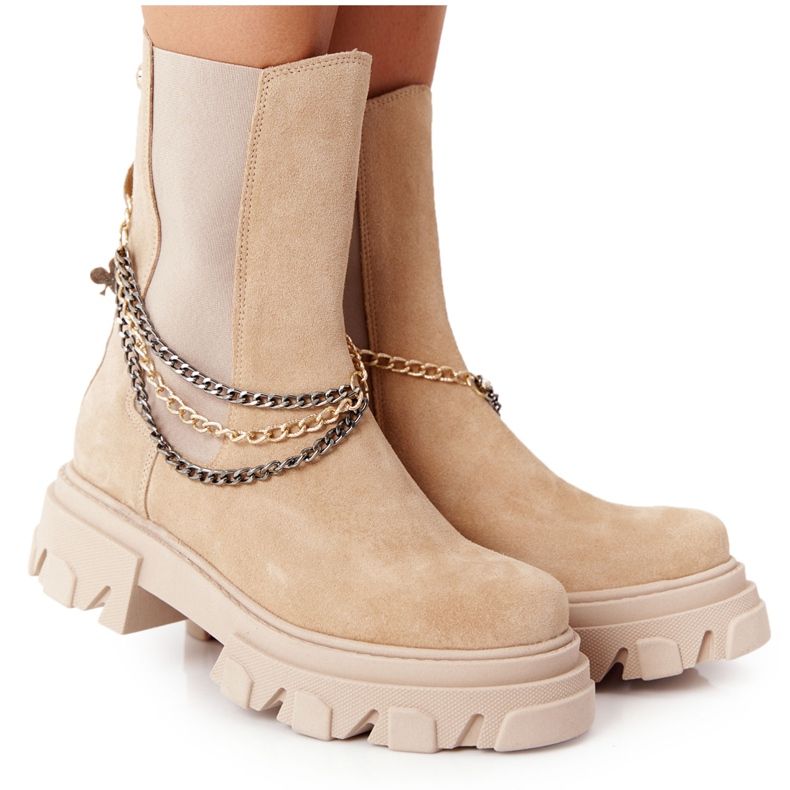 Mocka Sztyblety Workery Lewski Shoes 2998-0 Sand beige mångfärgad