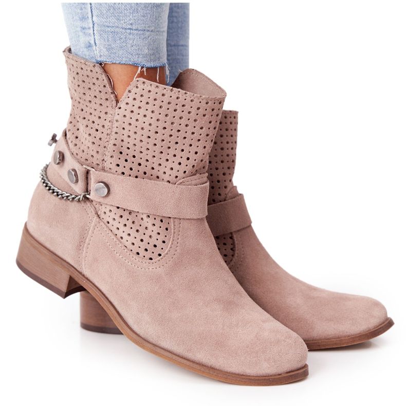 Openwork Spring Boots Lewski Shoes 2905-0 Beige