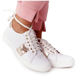 Lewski Shoes Lewski-skor för kvinnor i läder 2786-0 Vit och guld gyllene