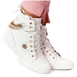 Läder Wedge Sneakers Lewski Shoes 3004-0 Vit