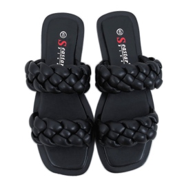 Svarta JH200 Svarta tofflor med flätade ränder
