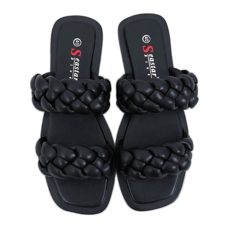 Svarta JH200 Svarta tofflor med flätade ränder