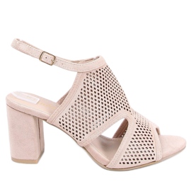 Beige högklackade sandaler F1877 Beige