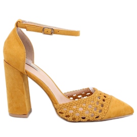 Pumps exponerade klackar honung 1JB-19228 Gul