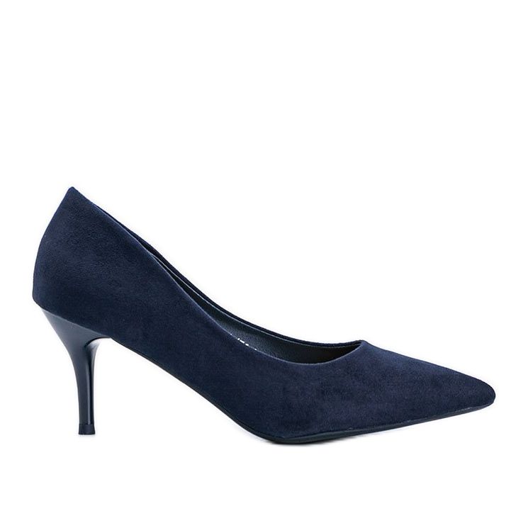 Marinblå pumps på en stilettklack tillverkad av ekologisk mocka Anissa