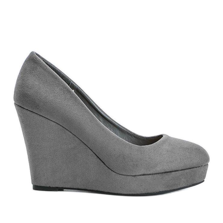 BM Grå ekopulverpumpar på kilen Karilla