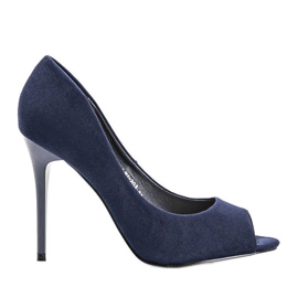 Marinblå pumps på en Janessa stilettklack