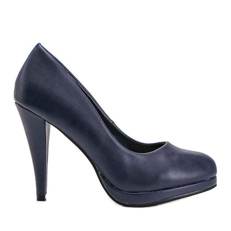 Marinblå ekoläderspumpar på Liana-plattformen