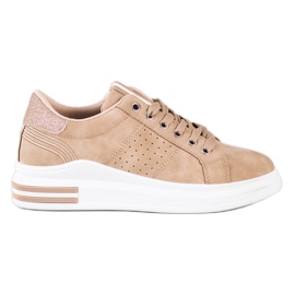 SHELOVET Eco Leather Sneakers beige gyllene