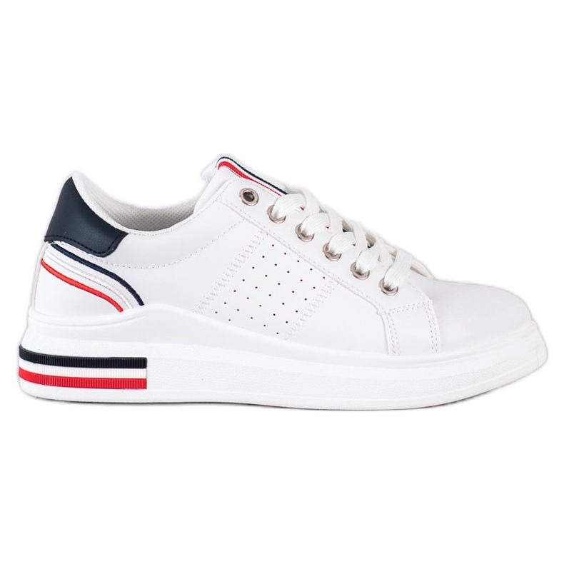 SHELOVET Eco Leather Sneakers vit röd marinblå