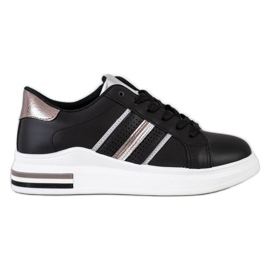 SHELOVET Casual svarta sportskor silver-