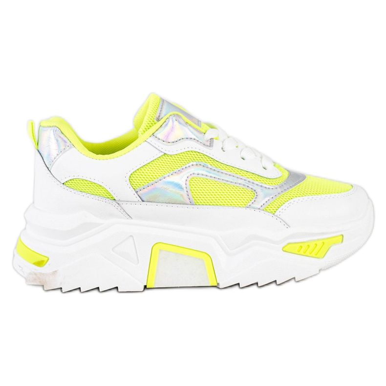 SHELOVET Sneakers på plattformen med mesh vit mångfärgad grön