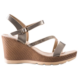 Sabatina Silver sandaler på kilen beige