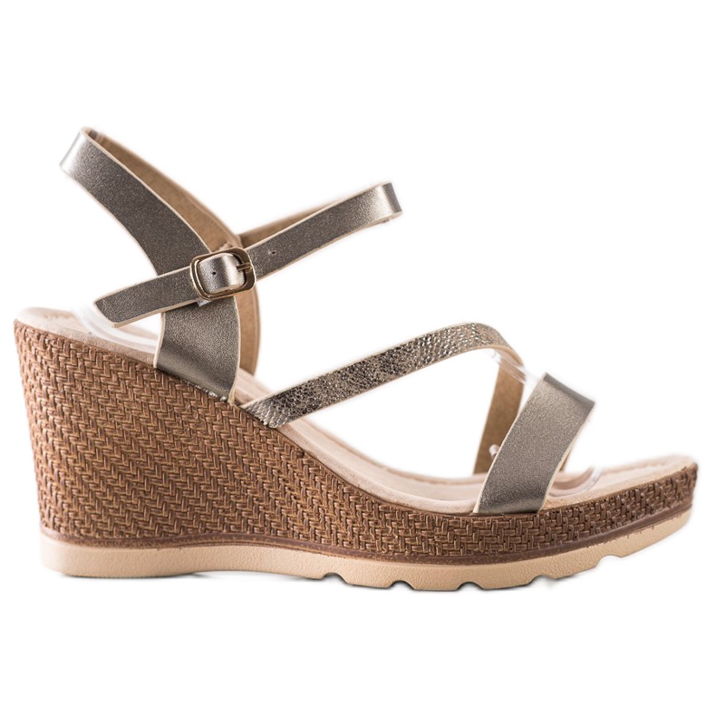 Sabatina Silver sandaler på kilen beige