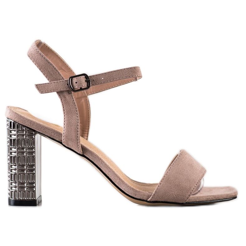 S. BARSKI Kalsic sandaler med dekorativ häl beige