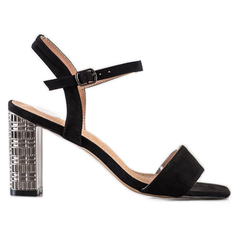 S. BARSKI Klassiska sandaler med dekorativ klack S.BARSKI svart silver-