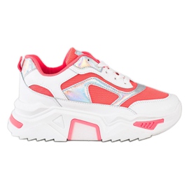 SHELOVET Sneakers på plattformen med mesh vit röd
