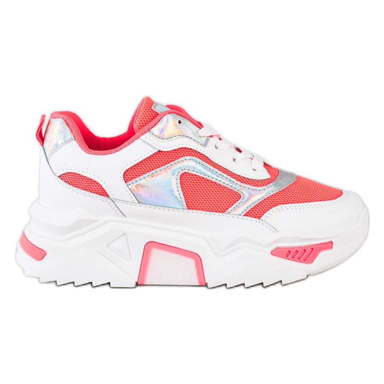 SHELOVET Sneakers på plattformen med mesh vit röd