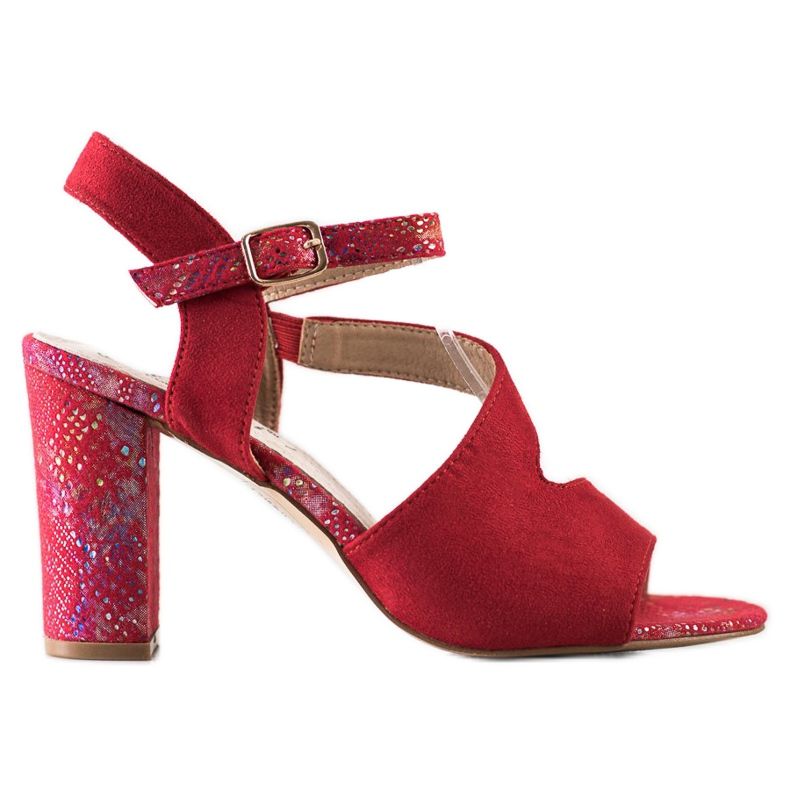 S. BARSKI Sandaler med dekorativ klack S.BARSKI röd silver-
