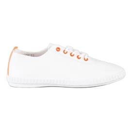 SHELOVET Lätta sneakers med ekoläder vit orange