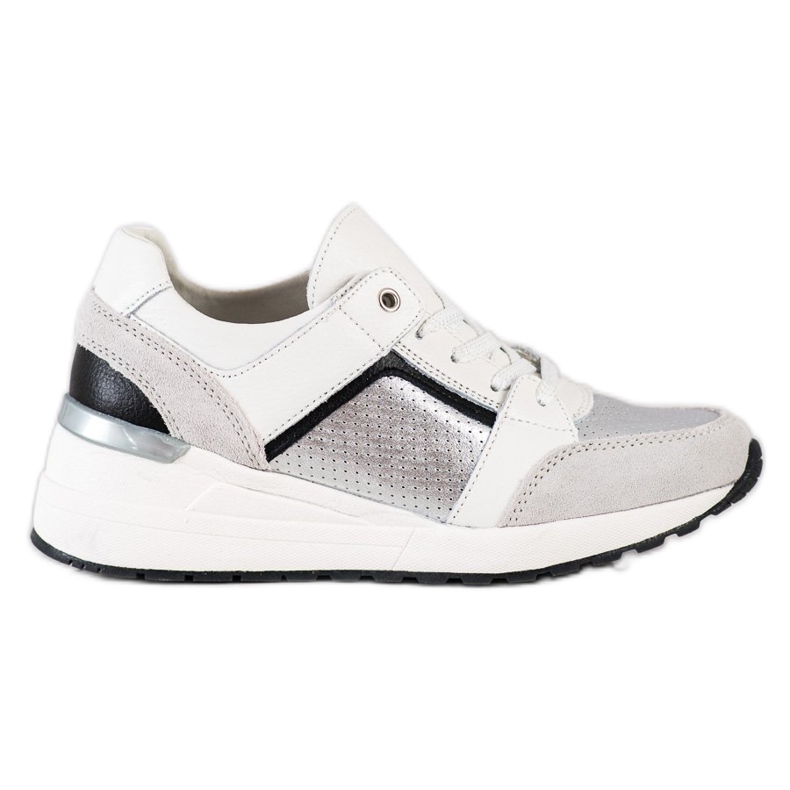 Goodin Vit och silver läder sneakers svart silver- grå