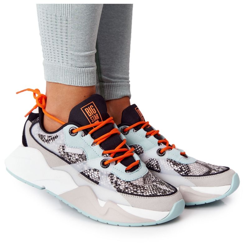 Kvinnors sportskor Memory Foam Big Star HH274324 Grågrön orange