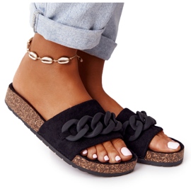 MSMG Svarta Makayla mocka tofflor på korksulan