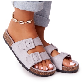 MSMG Jennifer Grey mocka tofflor på kork sula grå