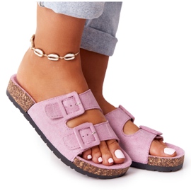 MSMG Mocka tofflor på en kork sula ljus violett Jennifer purpur