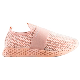 SHELOVET Slip-on sneakers med mesh rosa