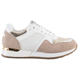 SHELOVET Snygga WHITE AND BEIGE sneakers vit