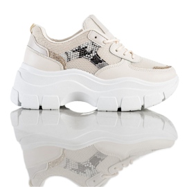 SHELOVET Snygga sneakers med glitter beige