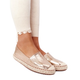 Läder Espadriller på en flätad sula Big Star HH274503 Golden gyllene