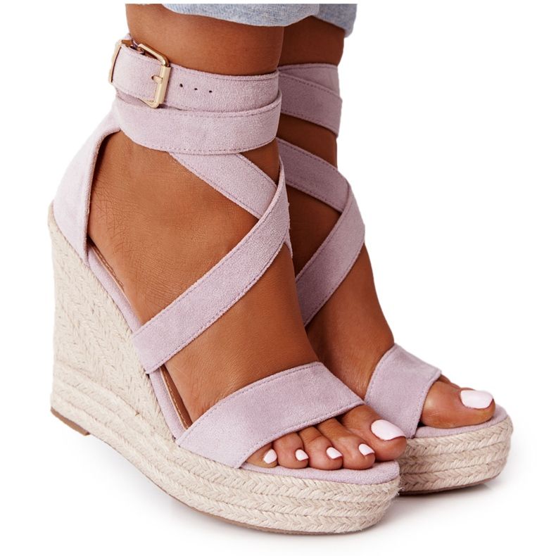 MSMG Sandaler med kil och flätad violett Lanzarote