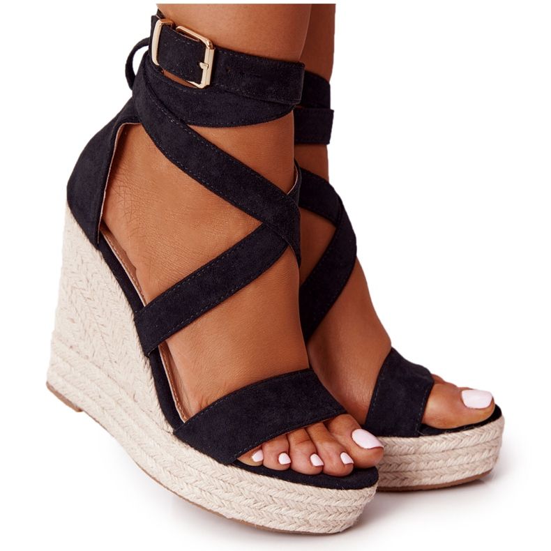 MSMG Svart Lanzarote Wedge Sandaler med flätor beige