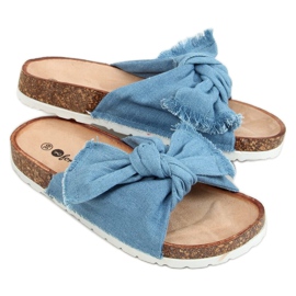 Blå WS11 L.BLUE tofflor i bomullskork