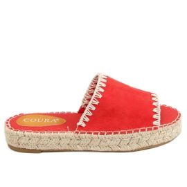 Röd Kvinnors röda espadrilles tofflor 6095 Röd