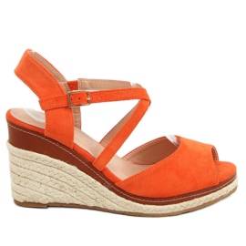 Orange FG19 Orange espadriller med öppen tå på kilar