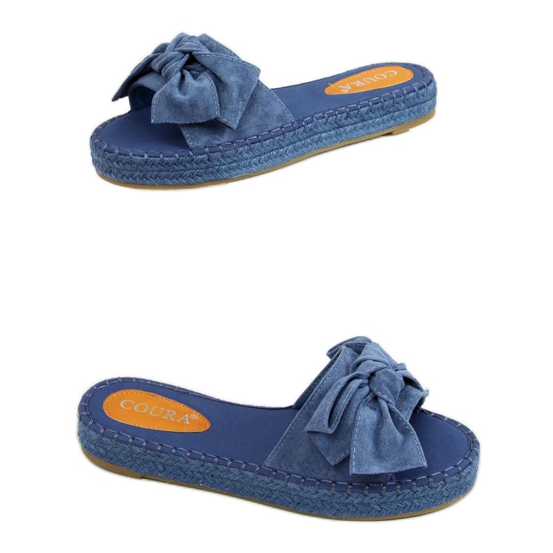 Blå espadrilles tofflor med rosett 266 Blå